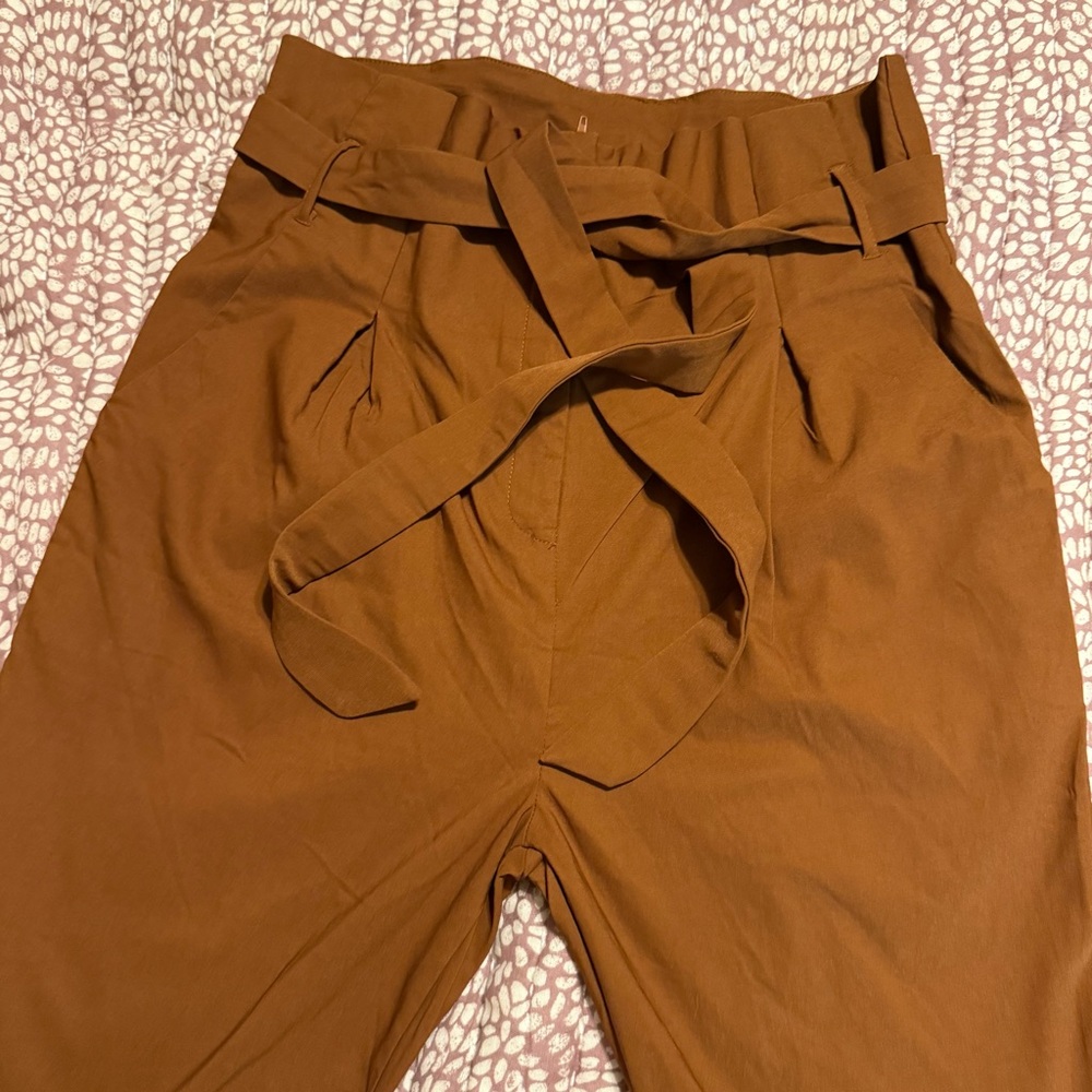 Classic Paper Bag Tie Waist Pants Copper L - Picture 2 of 7